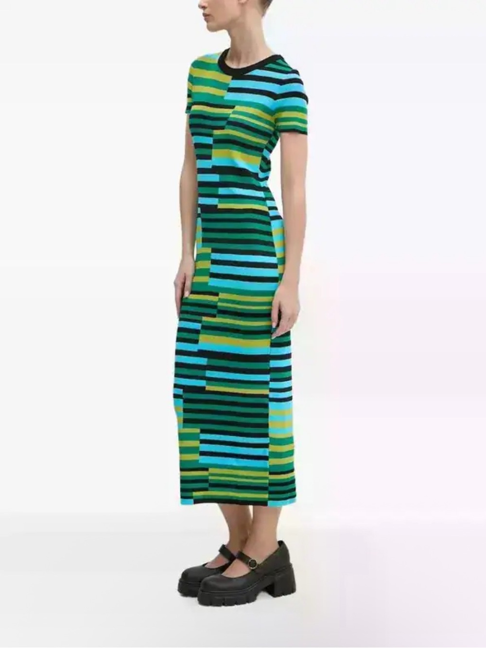 NWOT DESIGUAL Stripe-Pattern Midi Dress SIZE L
